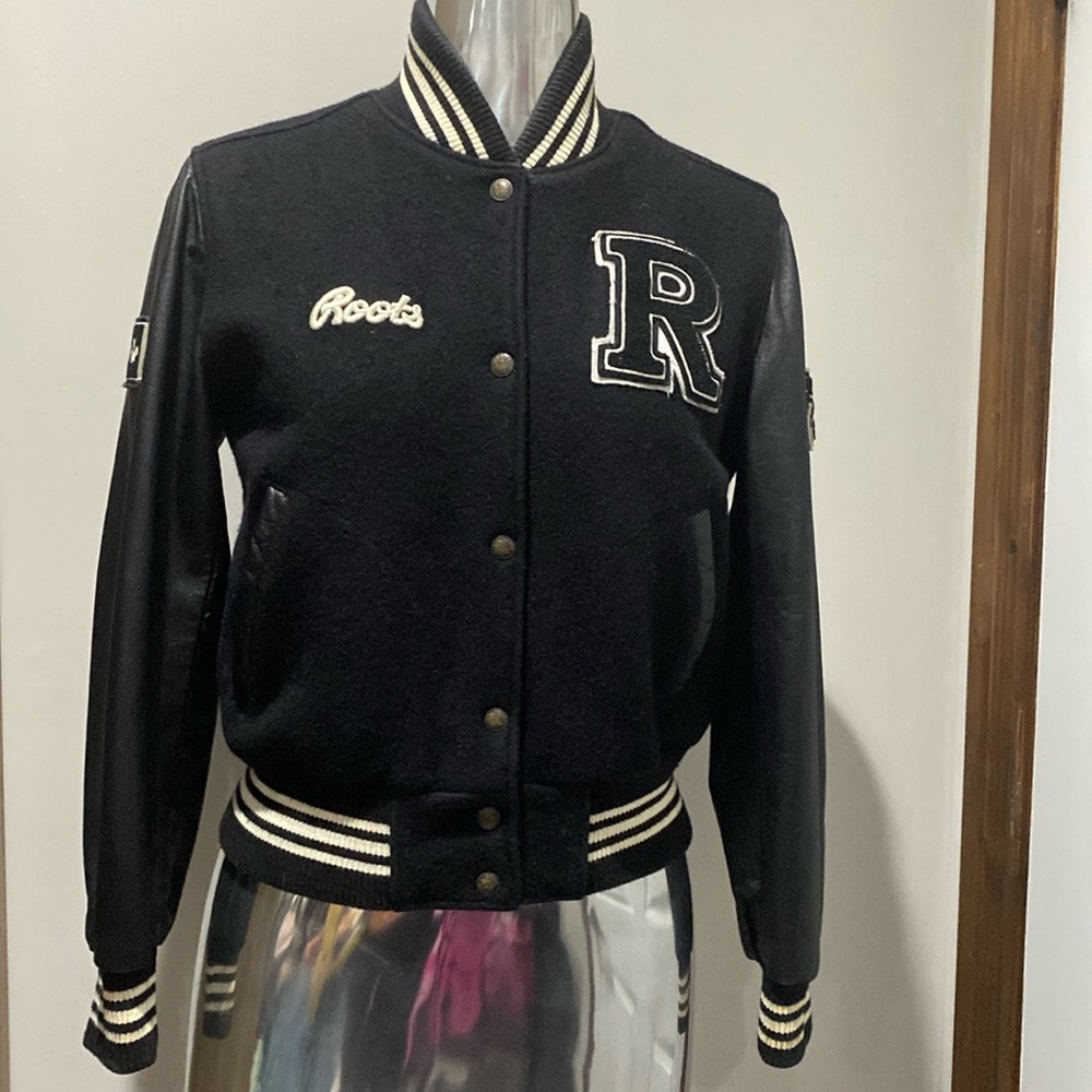 Roots Black & Cream Varsity Bomber Jacket